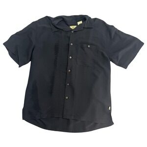 Joe Martin Original Outfitters Shirt Mens Large Black Camp Button‎ Front Rayon